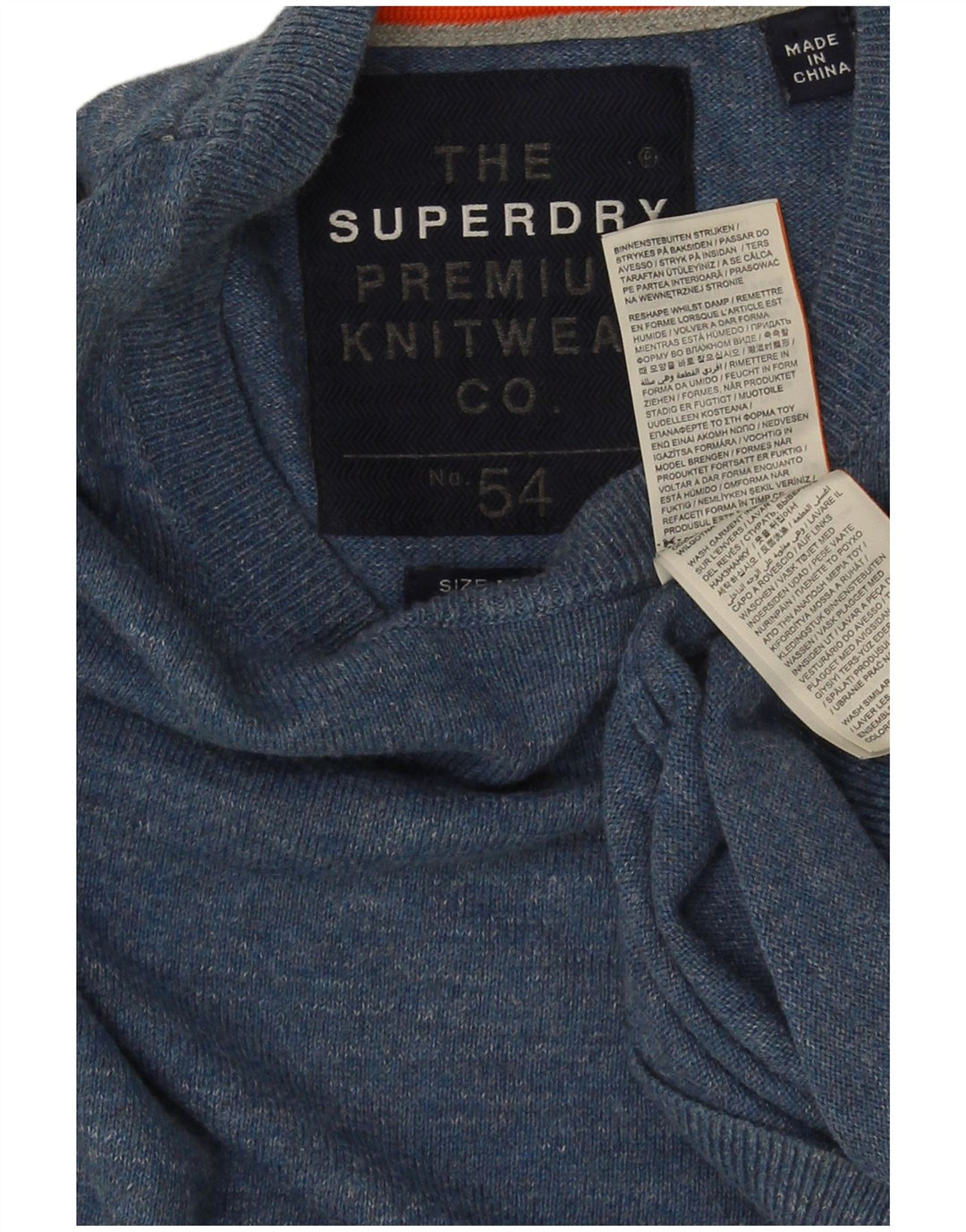 Suéter masculino Superdry com gola redonda e algodão azul médio