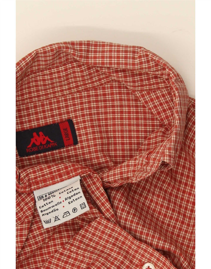 Camisa masculina Kappa grande algodão guingão vermelho