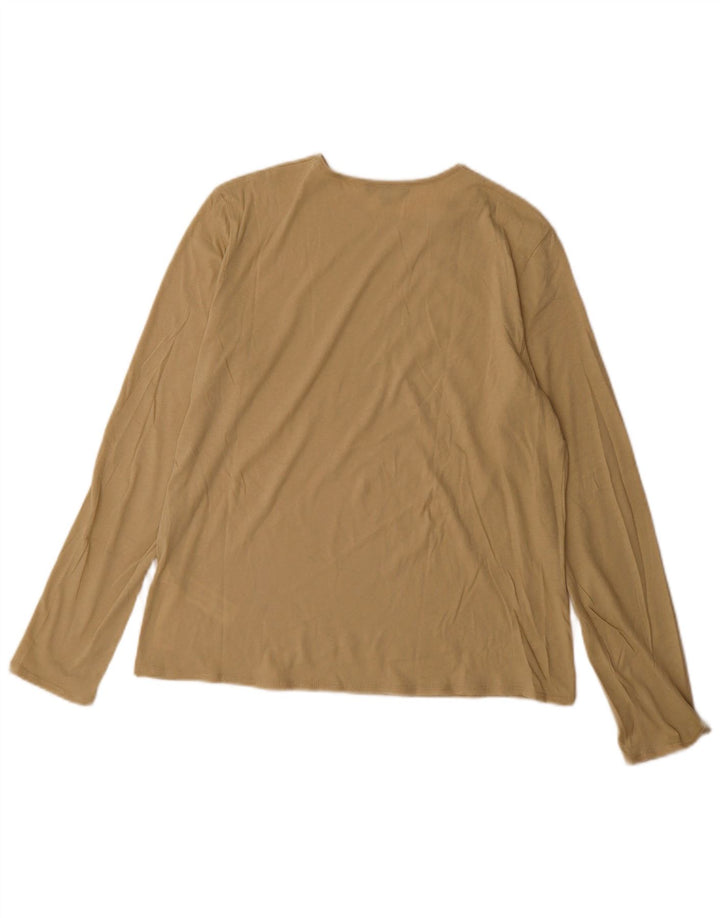 Top feminino Massimo Dutti manga comprida Reino Unido 14 algodão bege médio