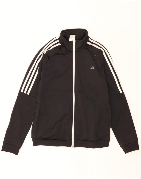 Adidas Womens Tracksuit Top Jacket UK 12/14 Médio Preto Poliéster