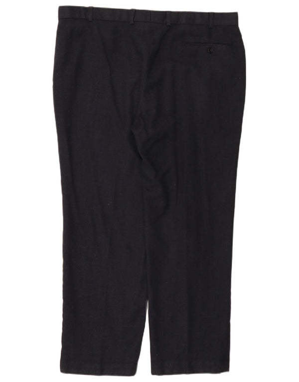Calça masculina de terno reto Marks & Spencer W40 L29 lã azul marinho