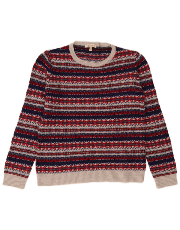 Suéter feminino Barbour com gola redonda UK 12 médio multicolorido