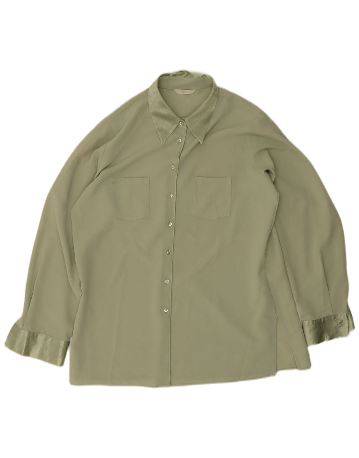 Blusa feminina Marks & Spencer UK 16 grande poliéster verde