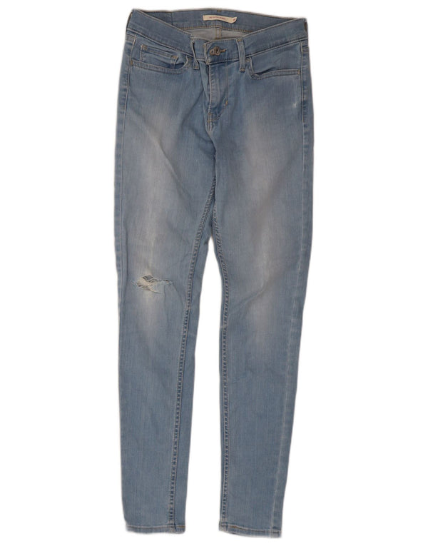 Calça jeans feminina Levi's 710 Distressed Super Skinny W28 L30 Azul Algodão