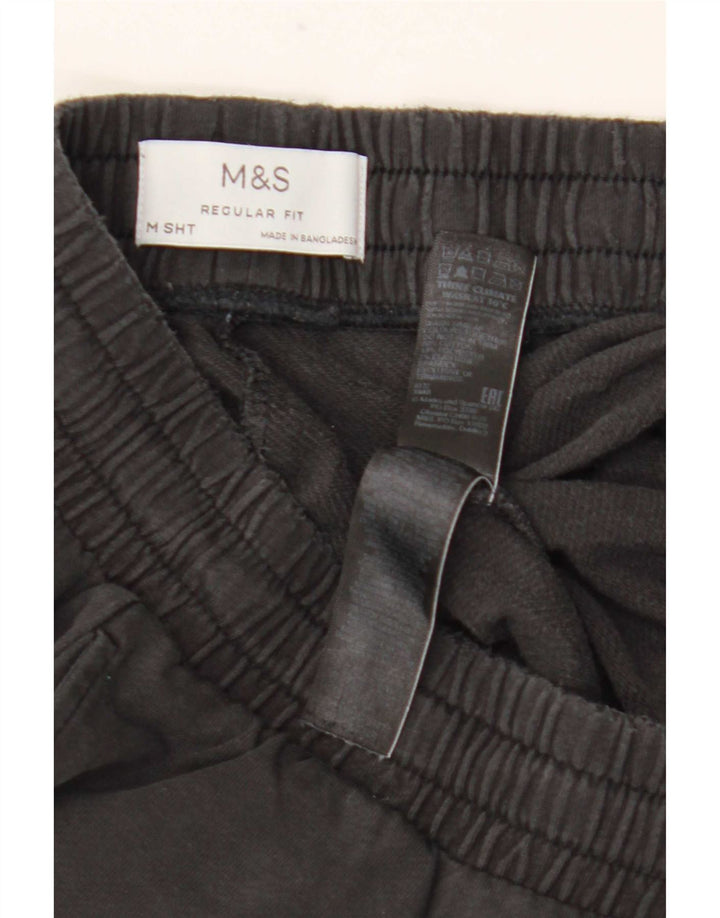 Calça de treino masculina Marks & Spencer de ajuste regular, algodão preto médio