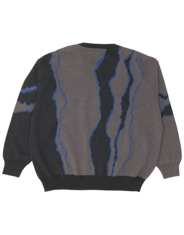 Suéter masculino vintage solto com gola redonda IT 50 azul marinho médio