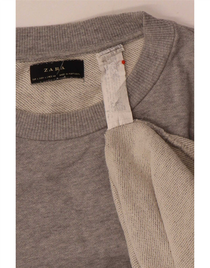 Zara moletom masculino jumper grande algodão manchado cinza