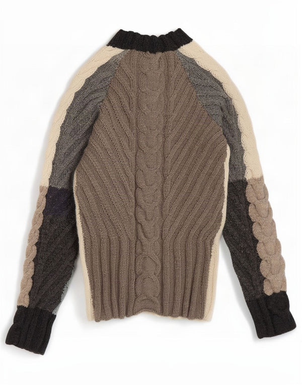 Suéter feminino vintage com gola tartaruga UK 10 pequeno multicolorido
