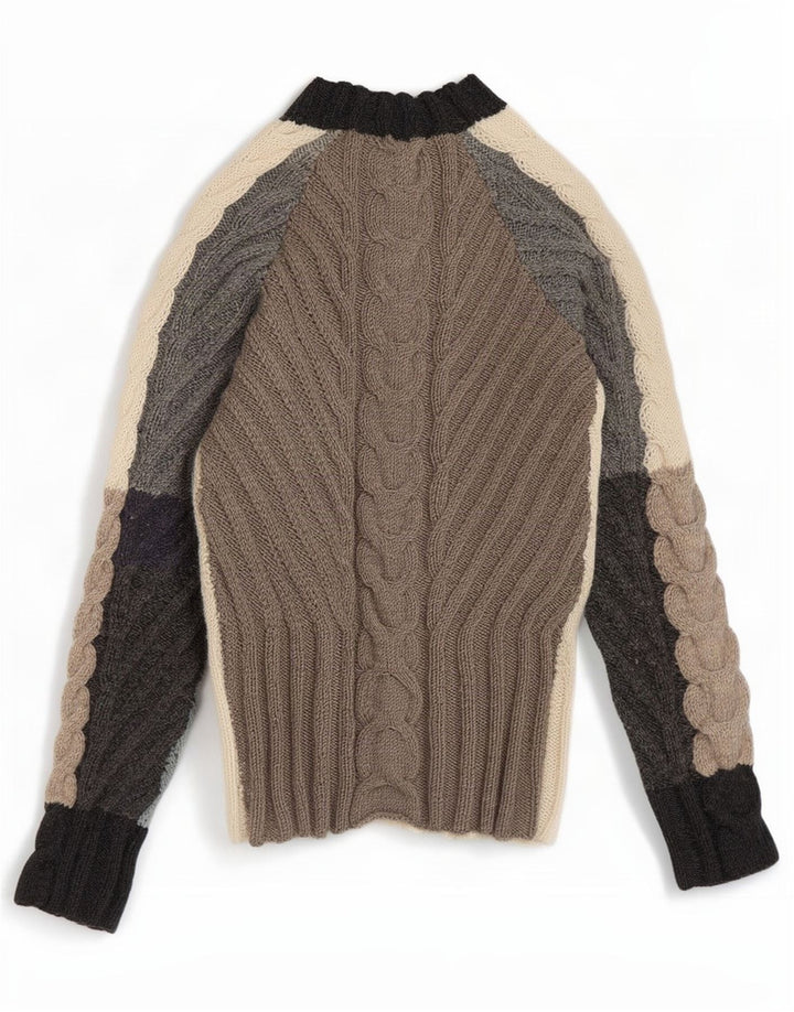 Suéter feminino vintage com gola tartaruga UK 10 pequeno multicolorido
