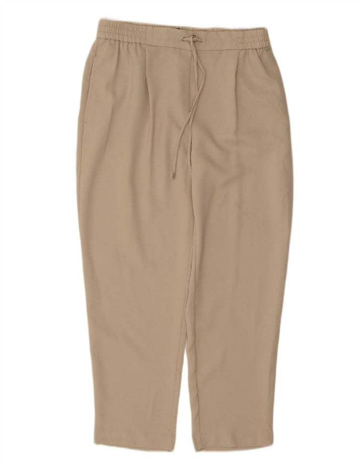 Calça feminina reta cortada ZARA grande W30 L25 bege
