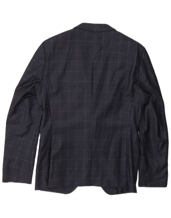 Jaqueta Blazer Masculina Hugo Boss com 2 Botões Reino Unido 50 Grande Azul Marinho Xadrez