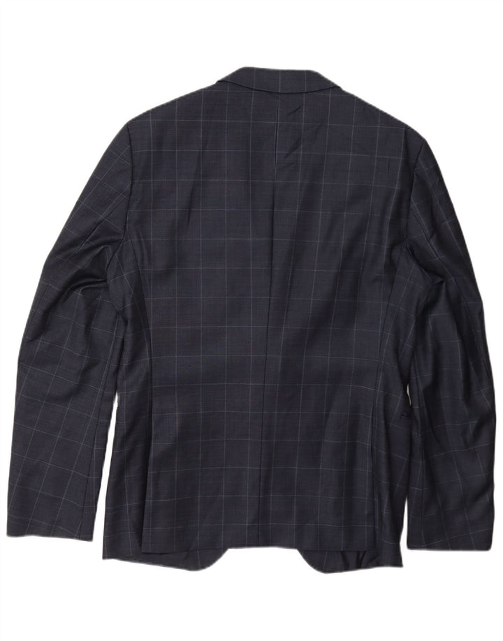 Jaqueta Blazer Masculina Hugo Boss com 2 Botões Reino Unido 50 Grande Azul Marinho Xadrez