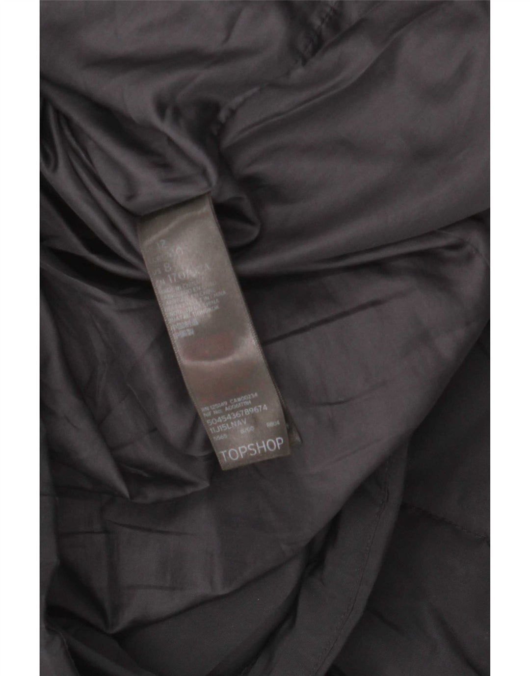 Jaqueta acolchoada com capuz feminina Topshop UK 12 poliéster preto médio