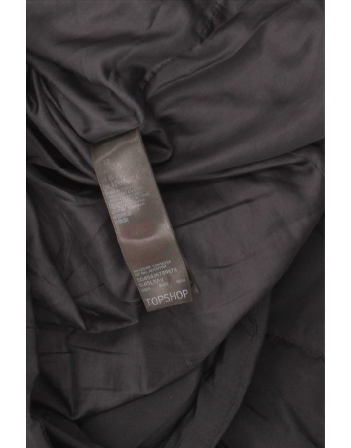 Jaqueta acolchoada com capuz feminina Topshop UK 12 poliéster preto médio