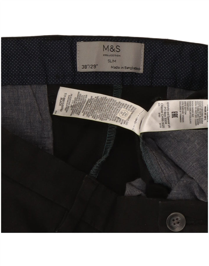 Calça Chino Masculina Slim Marks & Spencer W38 L29 Algodão Preto