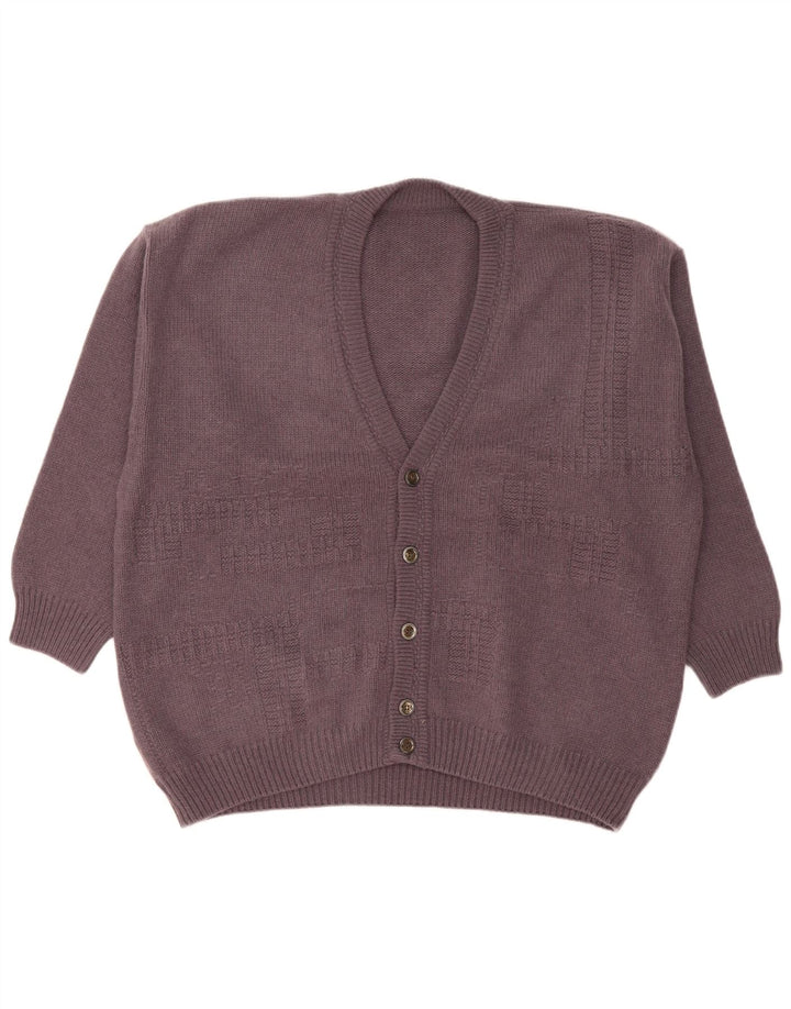 VINTAGE Mens Cardigan Sweater XL Purple