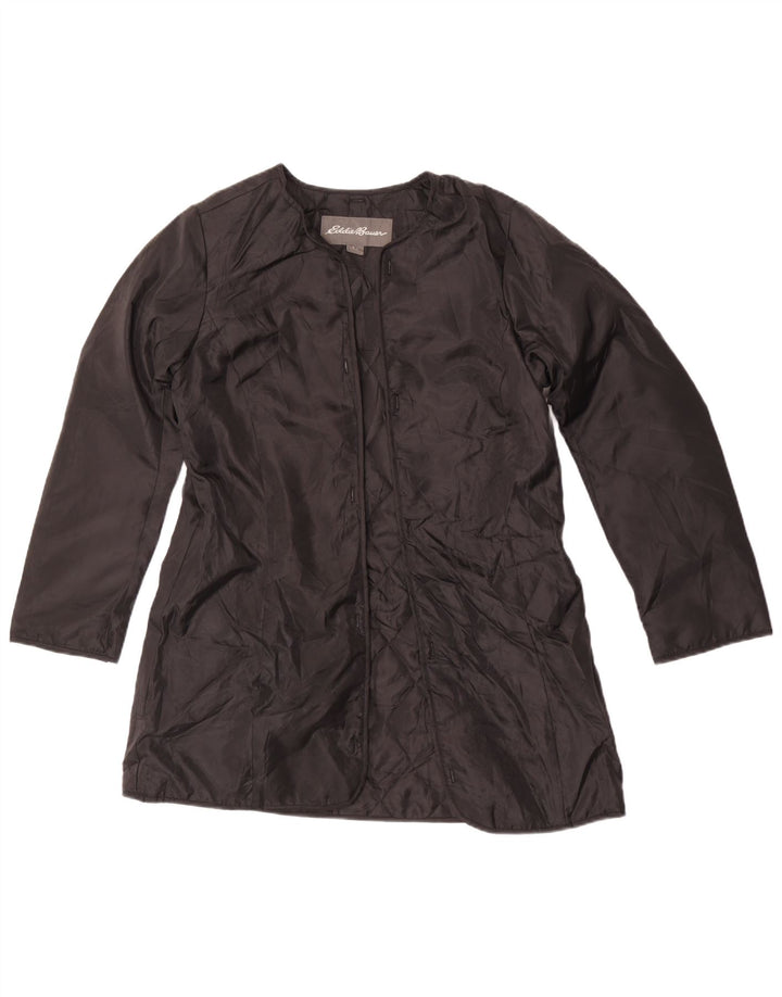 Jaqueta bomber feminina Eddie Bauer UK 14 poliéster preto médio