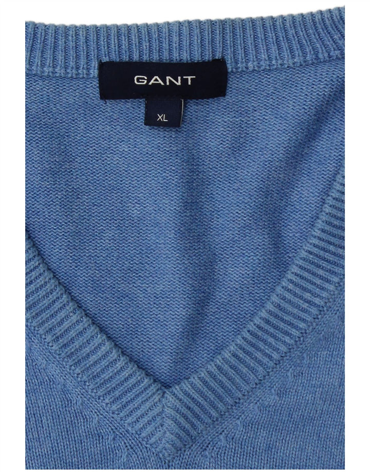 Suéter masculino GANT com decote em V XL algodão azul