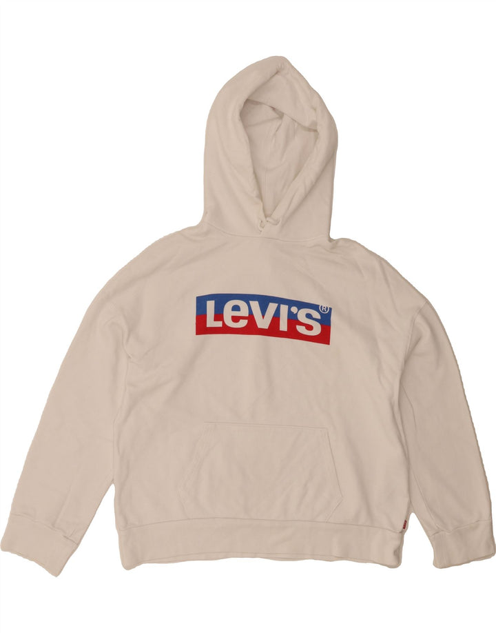 LEVI'S Mens Graphic Hoodie Jumper XS White Cotton Vintage Levi's and Second-Hand Levi's from Messina Hembry 