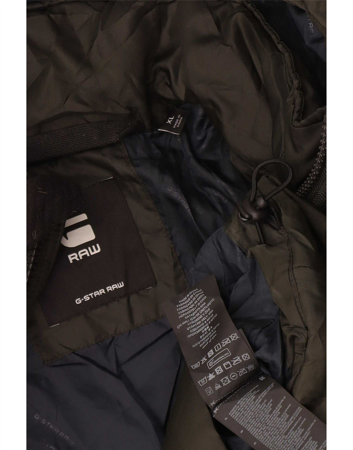 Jaqueta masculina acolchoada com capuz G-Star UK 42 XL poliéster cáqui