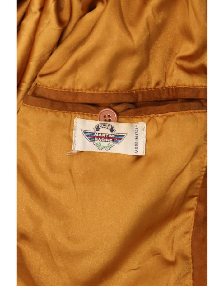 Jaqueta bomber masculina vintage de camurça IT 48 couro bege médio