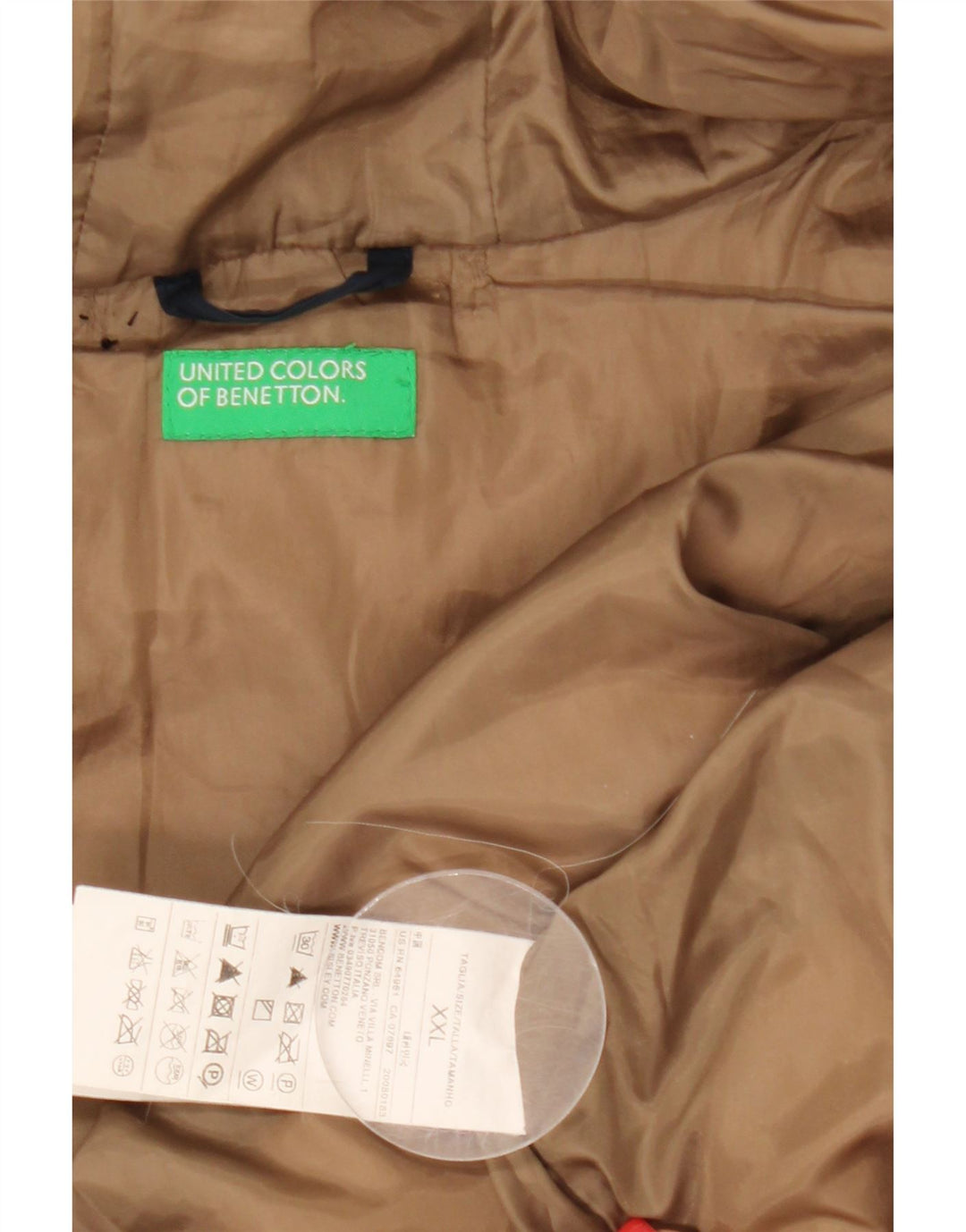 Casaco acolchoado com capuz feminino Benetton UK 20 2XL poliéster azul marinho