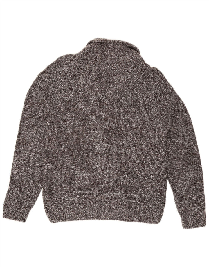 Suéter cardigã masculino Marks & Spencer grande acrílico manchado cinza