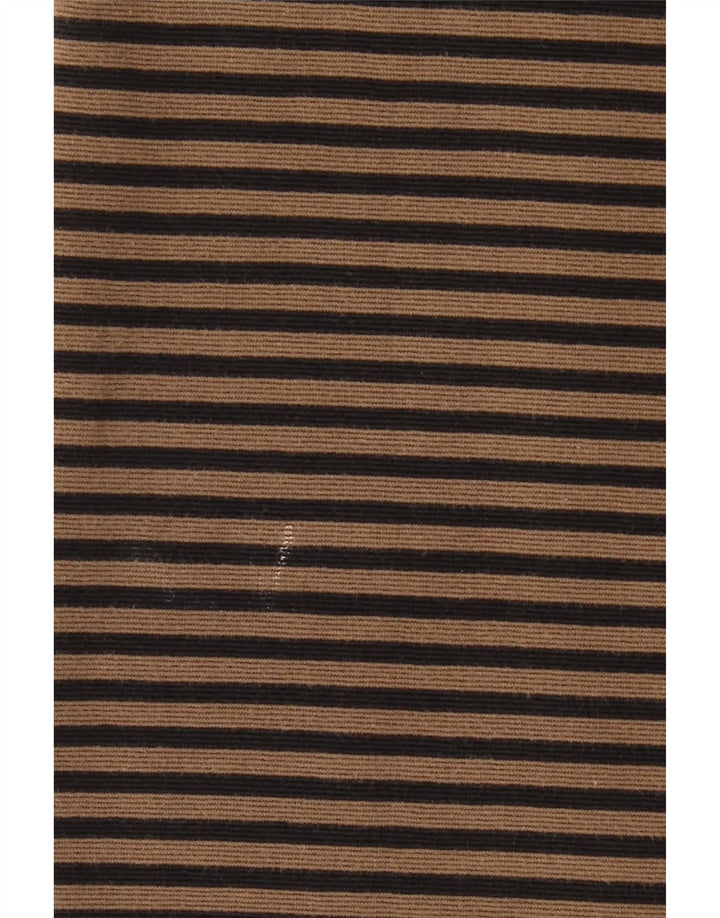 LAURA ASHLEY Vestido feminino manga 3/4, UK 12 listrado bege médio