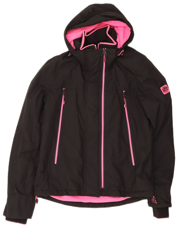 Jaqueta corta-vento feminina Superdry com capuz e blusão UK 14 grande preto