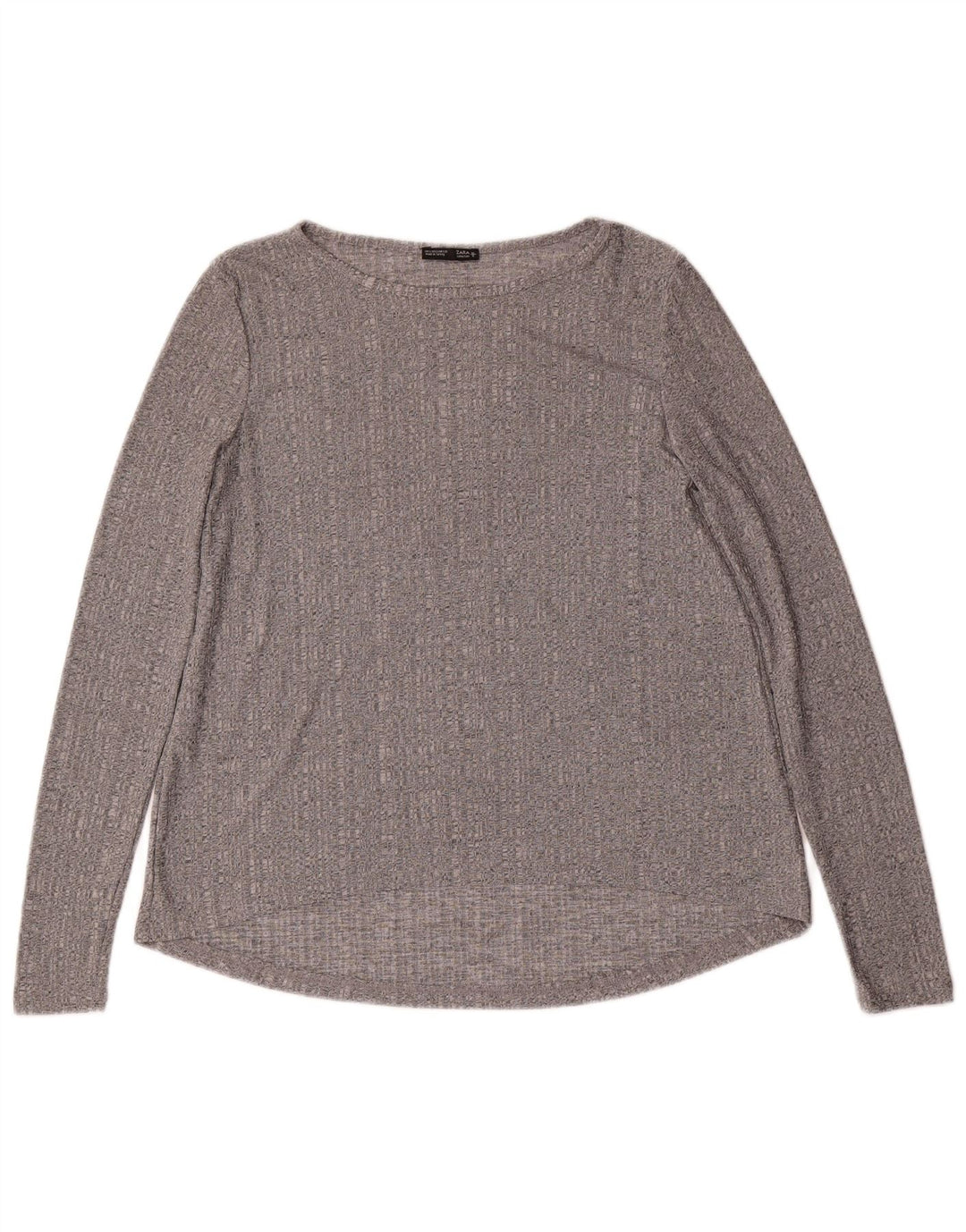 Top feminino Zara manga comprida UK 10 pequeno cinza manchado