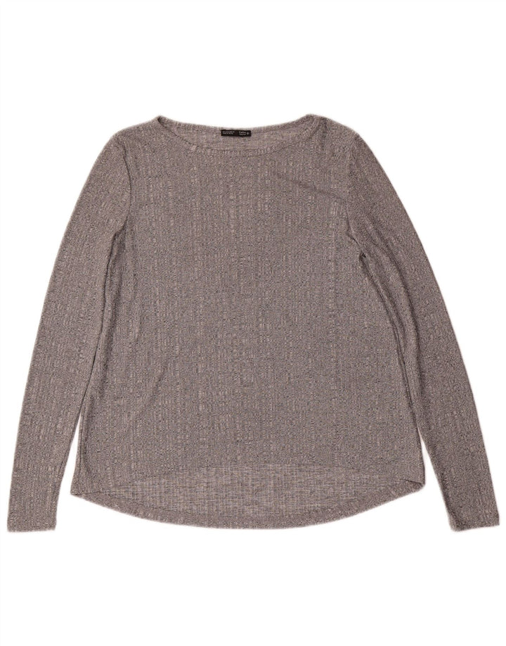 Top feminino Zara manga comprida UK 10 pequeno cinza manchado