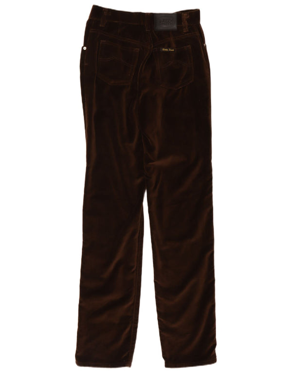 Calça casual feminina vintage reta de veludo W31 L33 algodão marrom