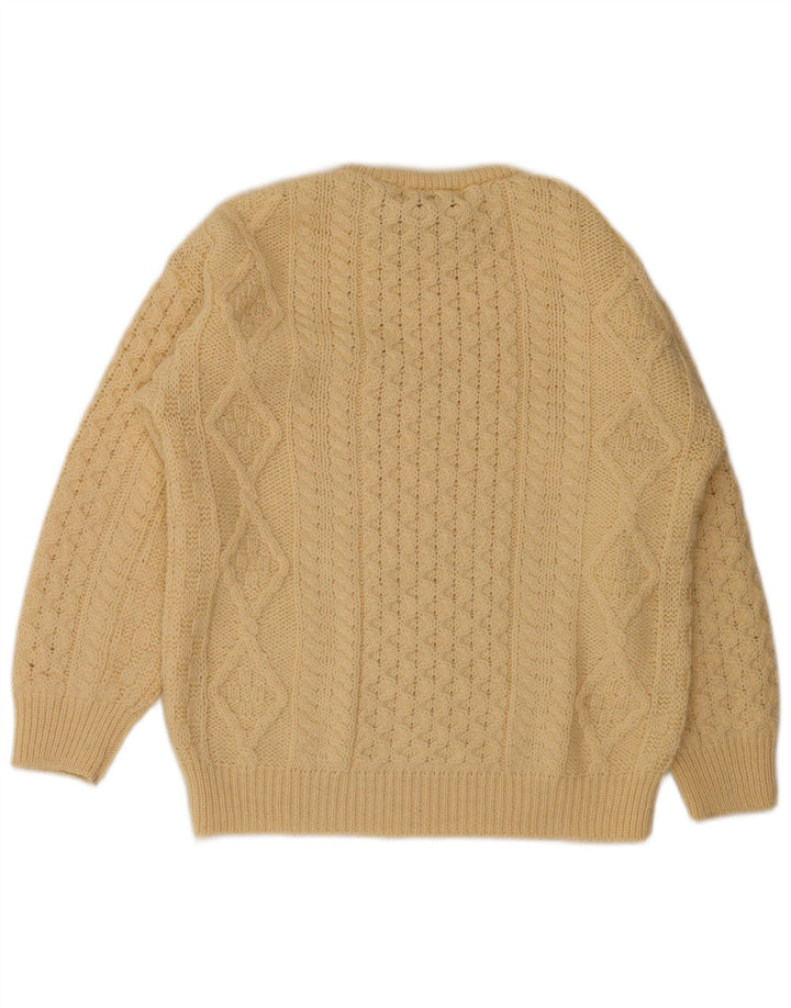 Suéter masculino arancrafts com gola redonda, lã bege médio