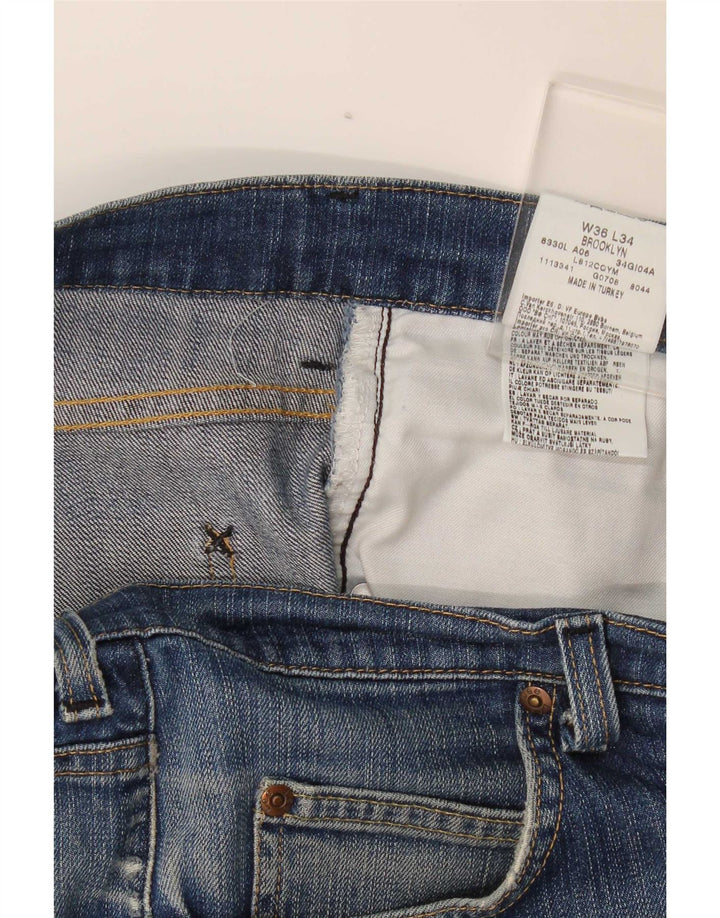 Lee Mens Brooklyn Straight Jeans W36 L34 Azul Algodão