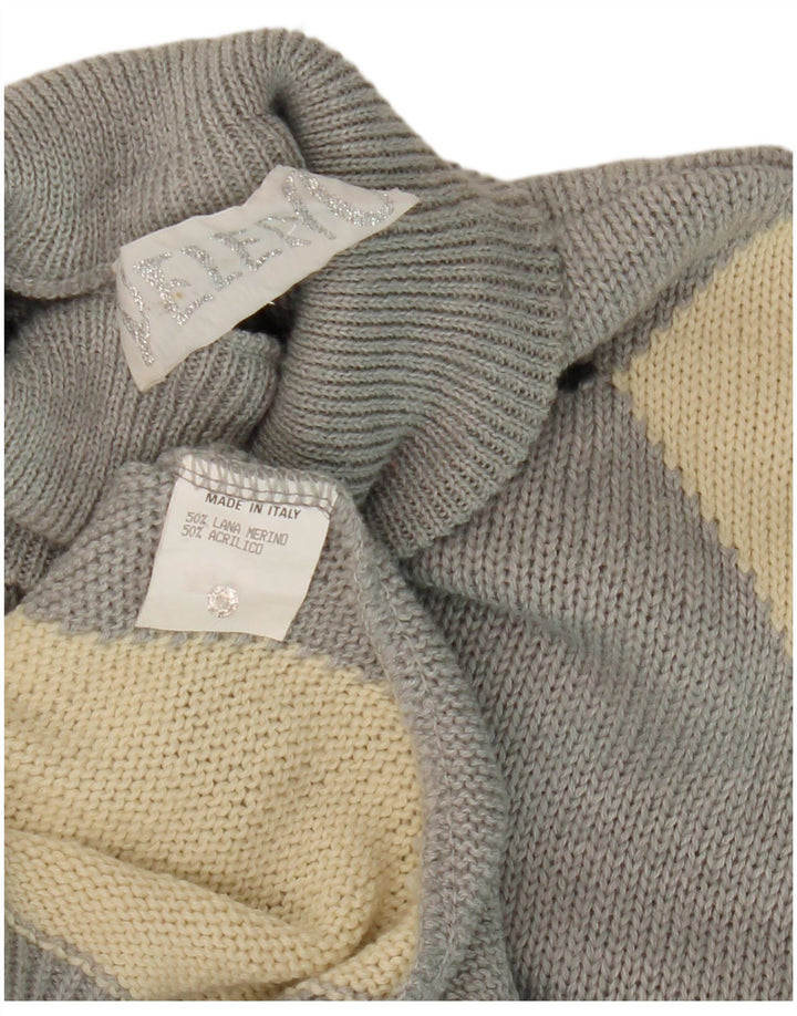Suéter masculino VELENO com gola tartaruga grande cinza Argyle/lã diamante