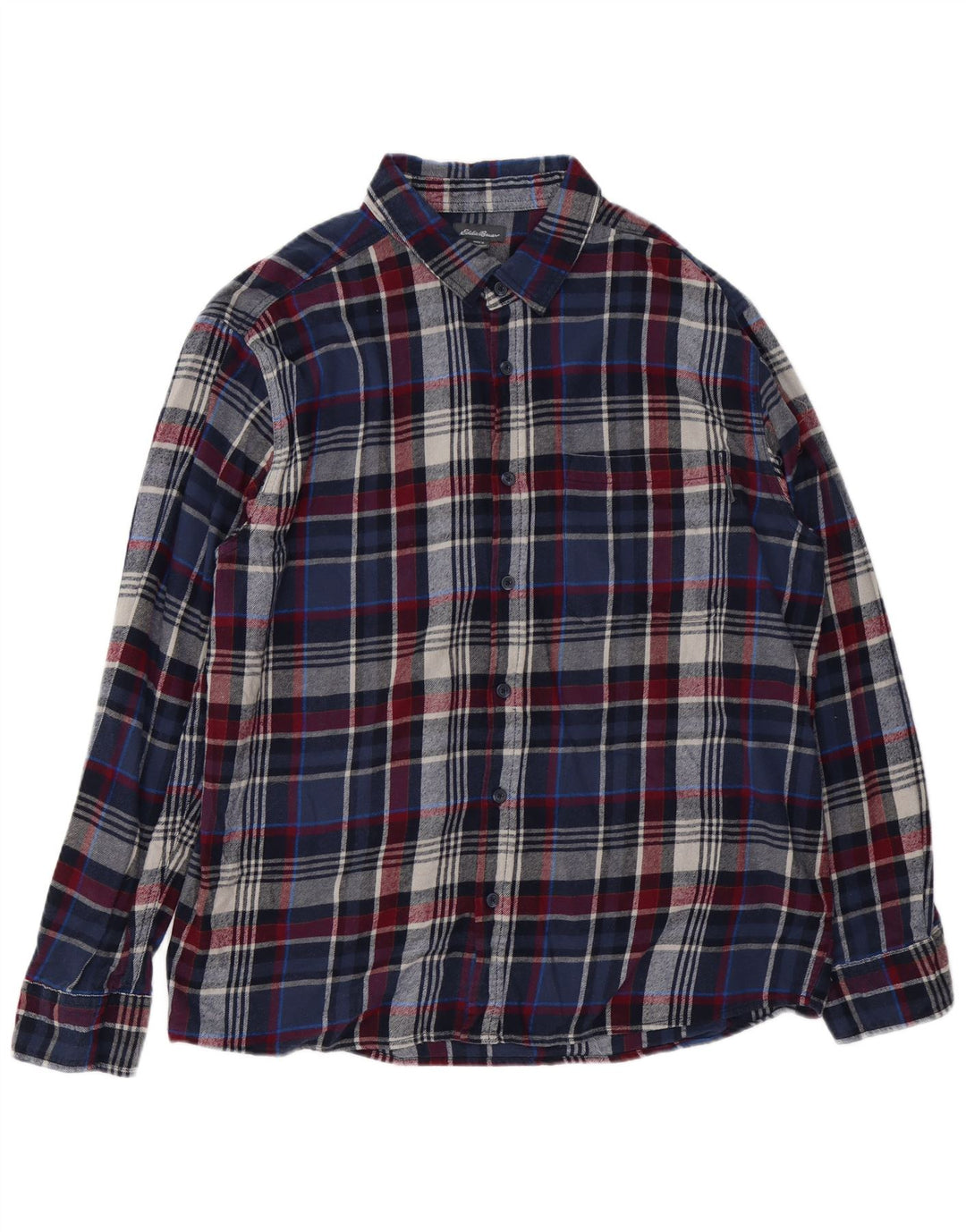 Camisa masculina de flanela EDDIE BAUER 2XL algodão xadrez azul marinho