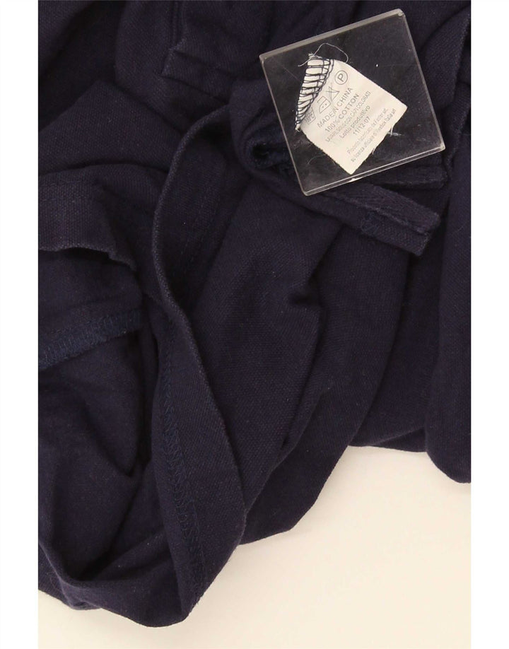 Camisa polo masculina Reebok de manga comprida médio algodão azul marinho