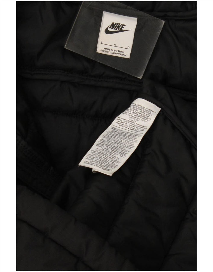 Jaqueta acolchoada com capuz masculina Nike UK 40 grande poliéster preto