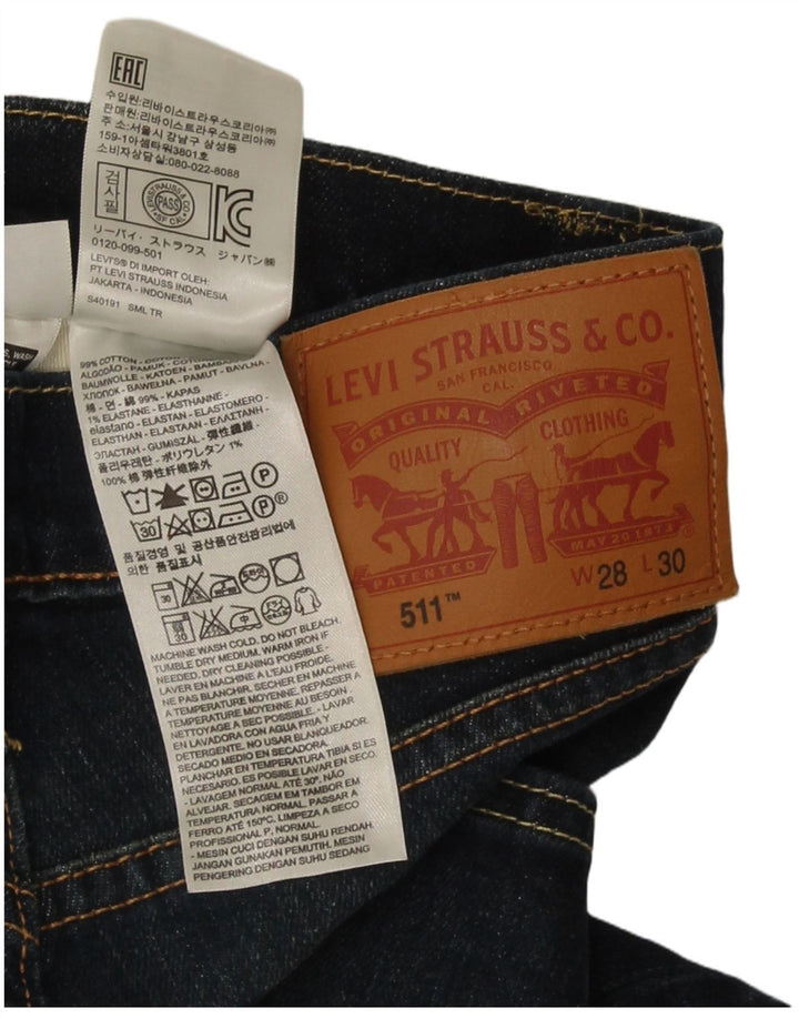 Levi's Masculino 511 Slim Jeans W28 L30 Azul Marinho Algodão