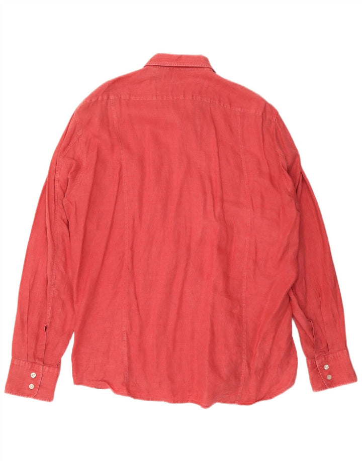 Camisa Slim Fit Masculina Hugo Boss XL Linho Vermelho