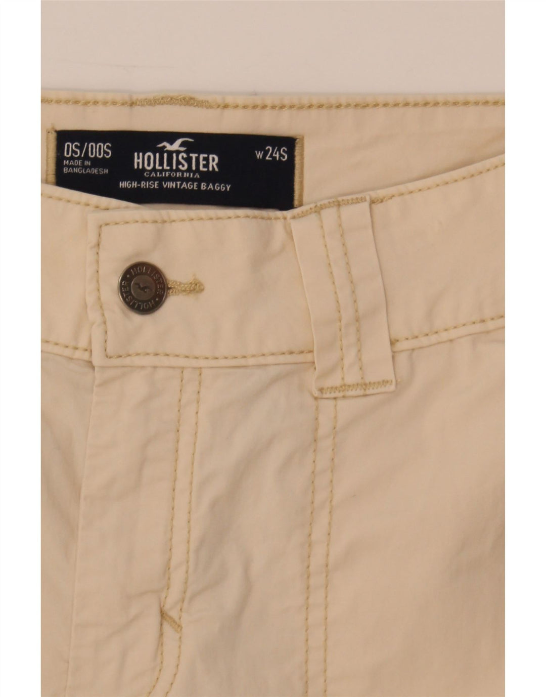 HOLLISTER Womens Straight Cargo Trousers W24 L28 Off White Vintage Hollister and Second-Hand Hollister from Messina Hembry 