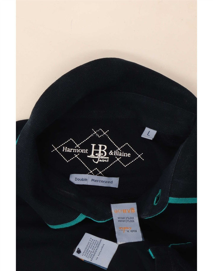 Camisa pólo masculina Harmont & Blaine grande algodão azul marinho