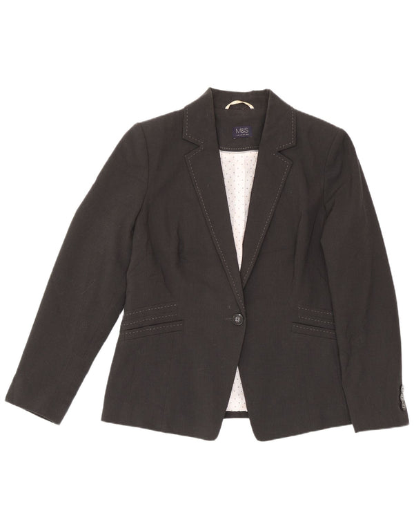 Jaqueta blazer feminina Marks & Spencer com 1 botão Reino Unido 16 grande cinza poliéster