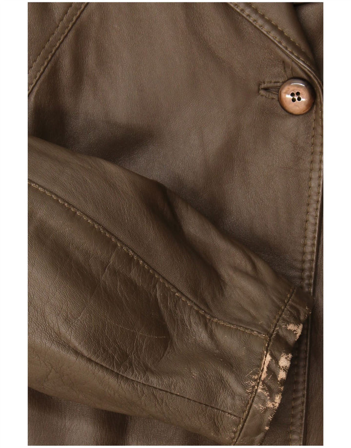 Jaqueta de couro feminina vintage UK 16 grande marrom