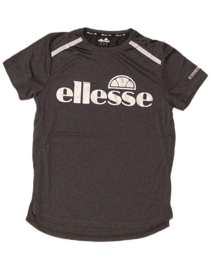 Camiseta masculina Ellesse Slim Fit com estampa gráfica pequena cinza poliéster