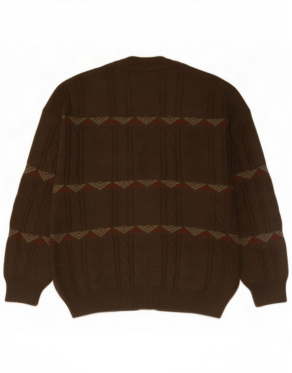 Il Granchio Mens Cardigan Sweater XL Khaki Geométrico