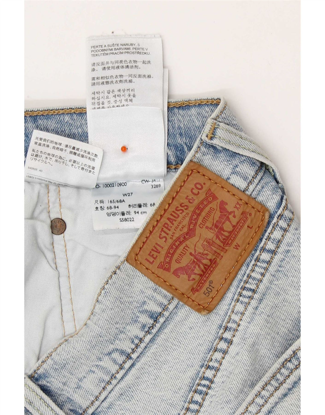 Shorts jeans feminino Levi's 501 W27 pequeno azul algodão