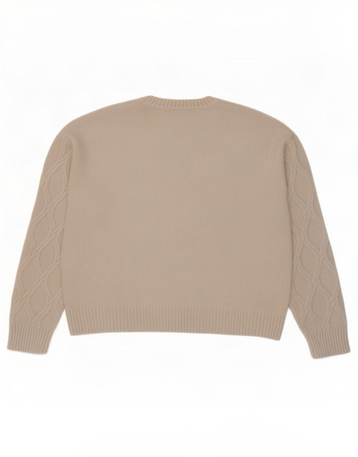 Suéter feminino Marks & Spencer com gola redonda Reino Unido 14 médio bege