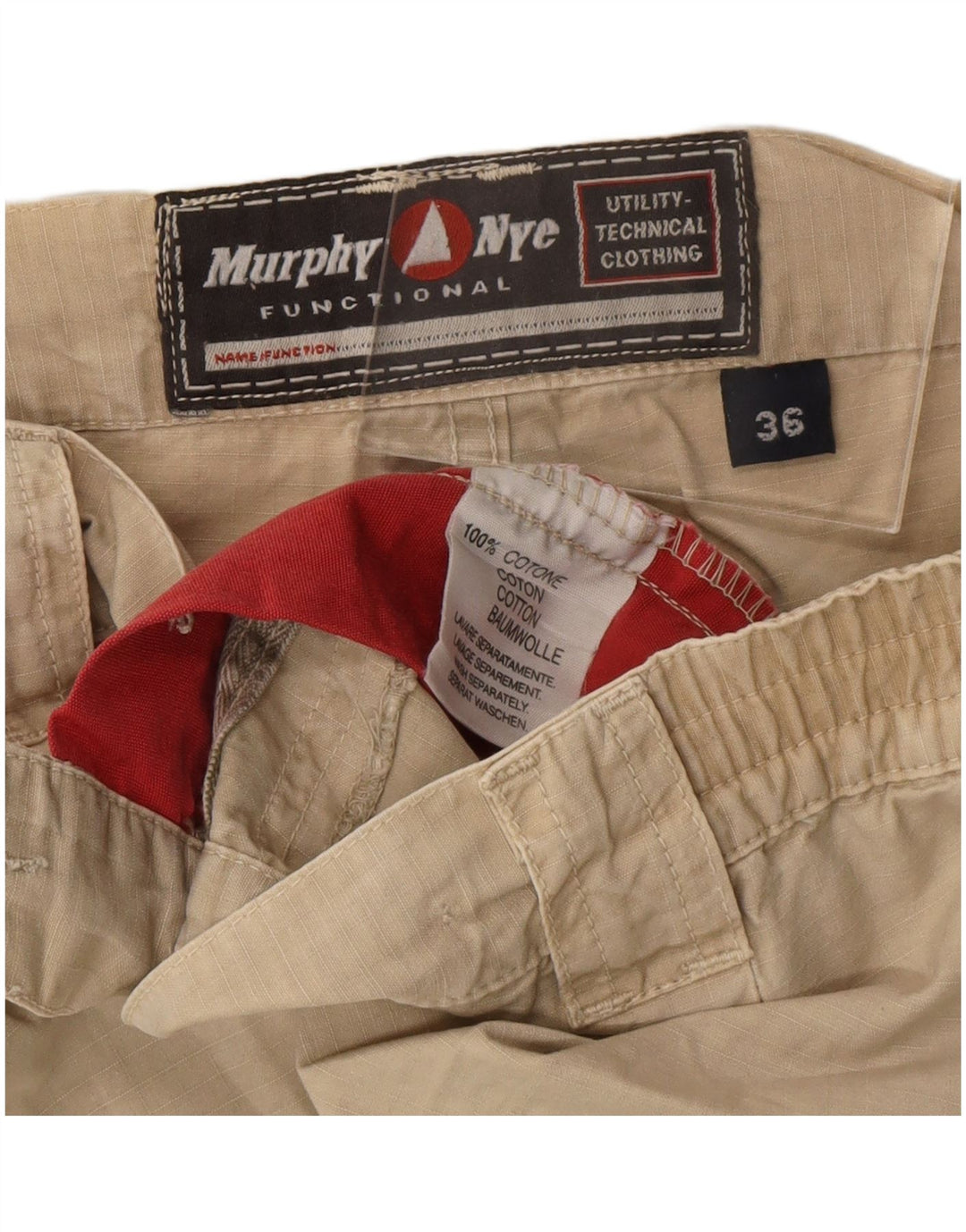 Shorts cargo masculino MURPHY & NYE W36 grande algodão bege