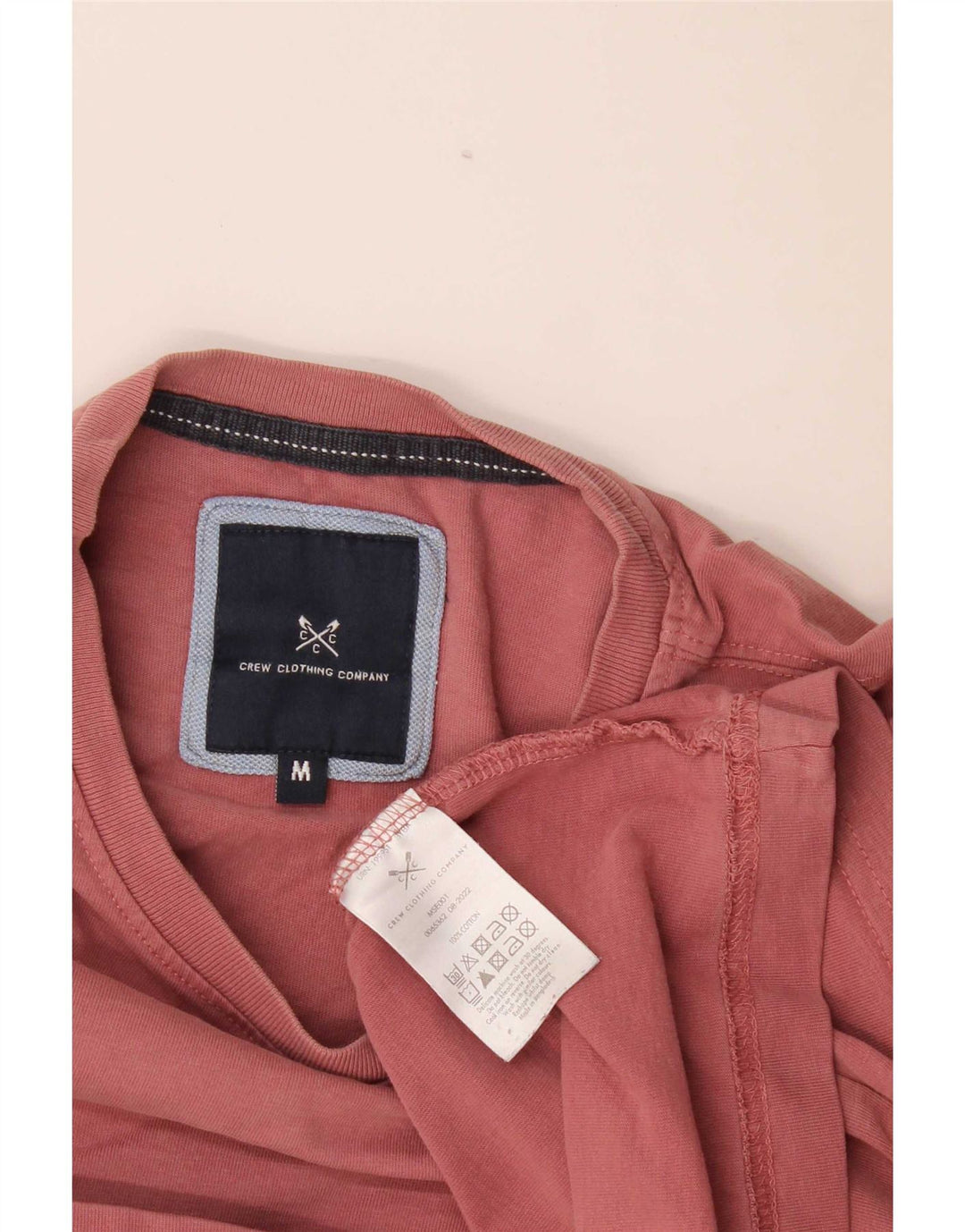 Camiseta masculina Crew Clothing Top médio algodão rosa